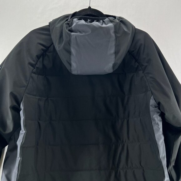 Abercrombie & Fitch Hooded Puffer Jacket Men Sz M Full Zip Colorblock Gray Black - Picture 7 of 15
